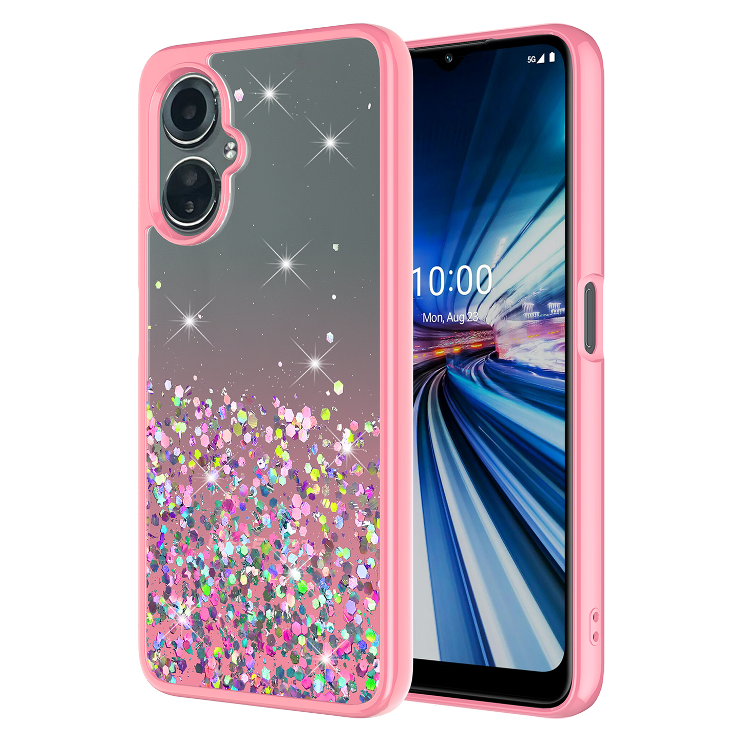 AMPD Tpu / Acrylic Glitter Insert Case For Celero 5g (gen 3) Slim Phone Case - Pink