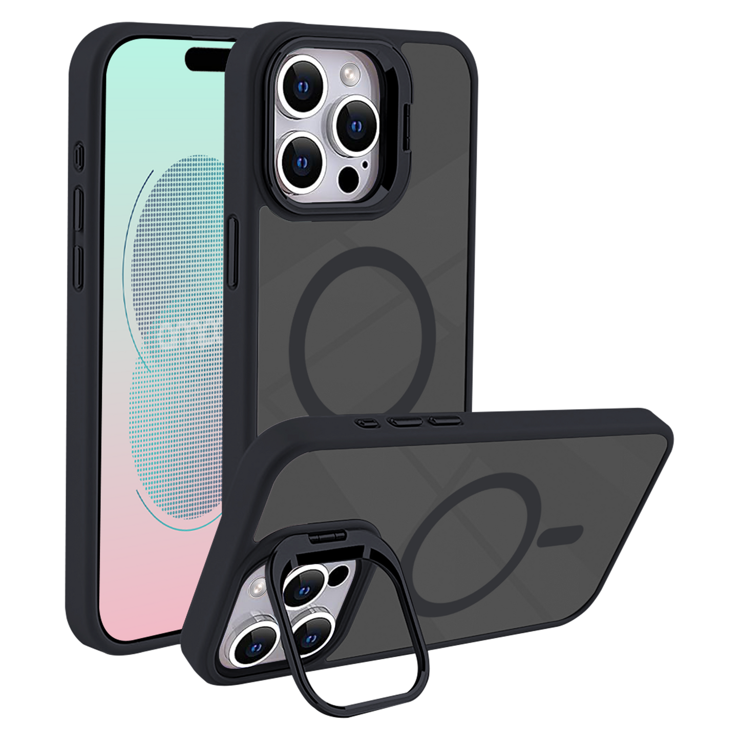 AMPD Acrylic Smoke Camkick Magsafe Case For Apple Iphone 16 Pro Max Slim Phone Case - Black