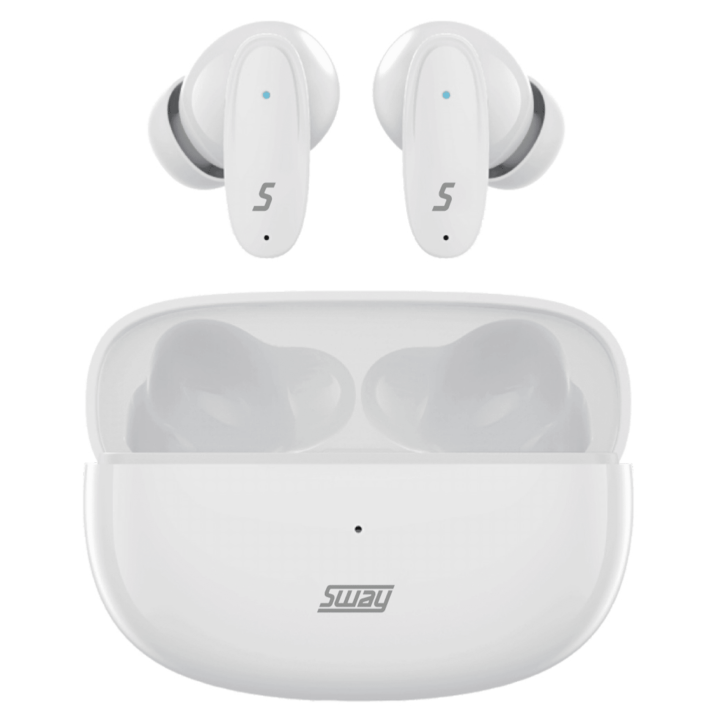 Sway Dual Microphone Enc Comfort Fit True Wireless Headphones With Power Go Charging Case Wireless True Wireless Earbuds - White