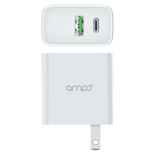 AMPD Pd Fast 20w Usb C And Usb A Dual Port Wall Charger Wall Charger - White