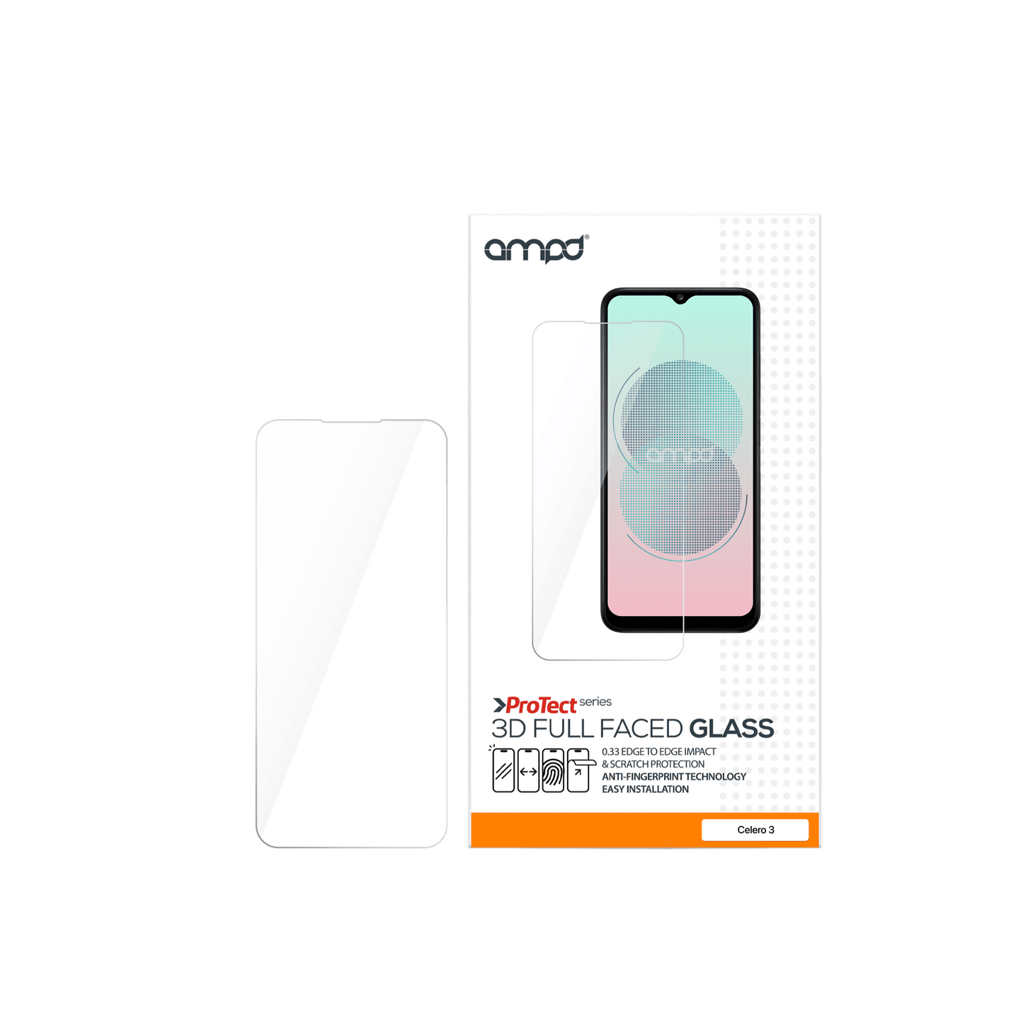 AMPD 0.33 Hardened Tempered Glass Screen Protector For Boost Celero 5g (gen 3) for Boost Celero 5g (gen 3)  Screen Protector - Clear