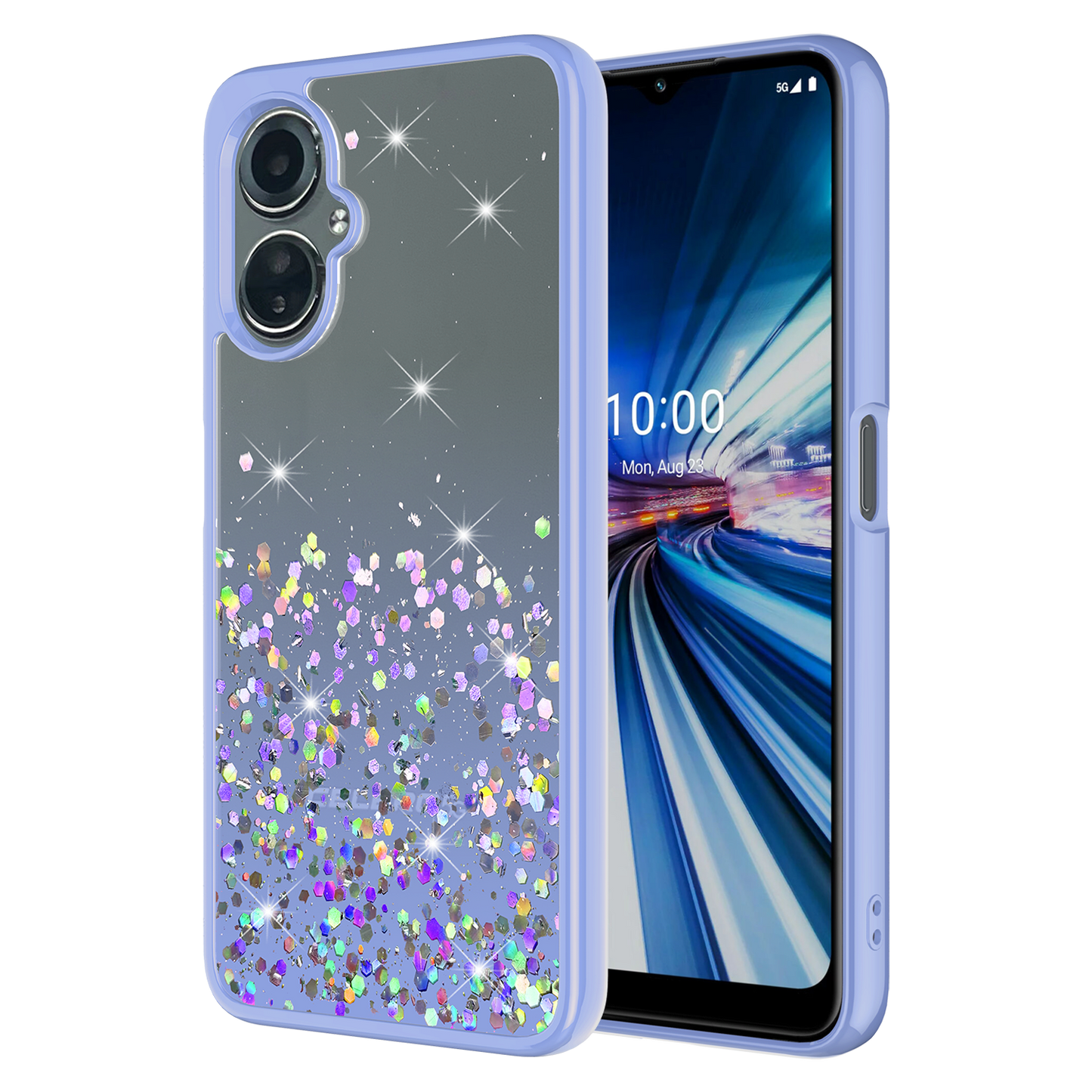 AMPD Tpu / Acrylic Glitter Insert Case For Celero 5g (gen 3) Slim Phone Case - Purple