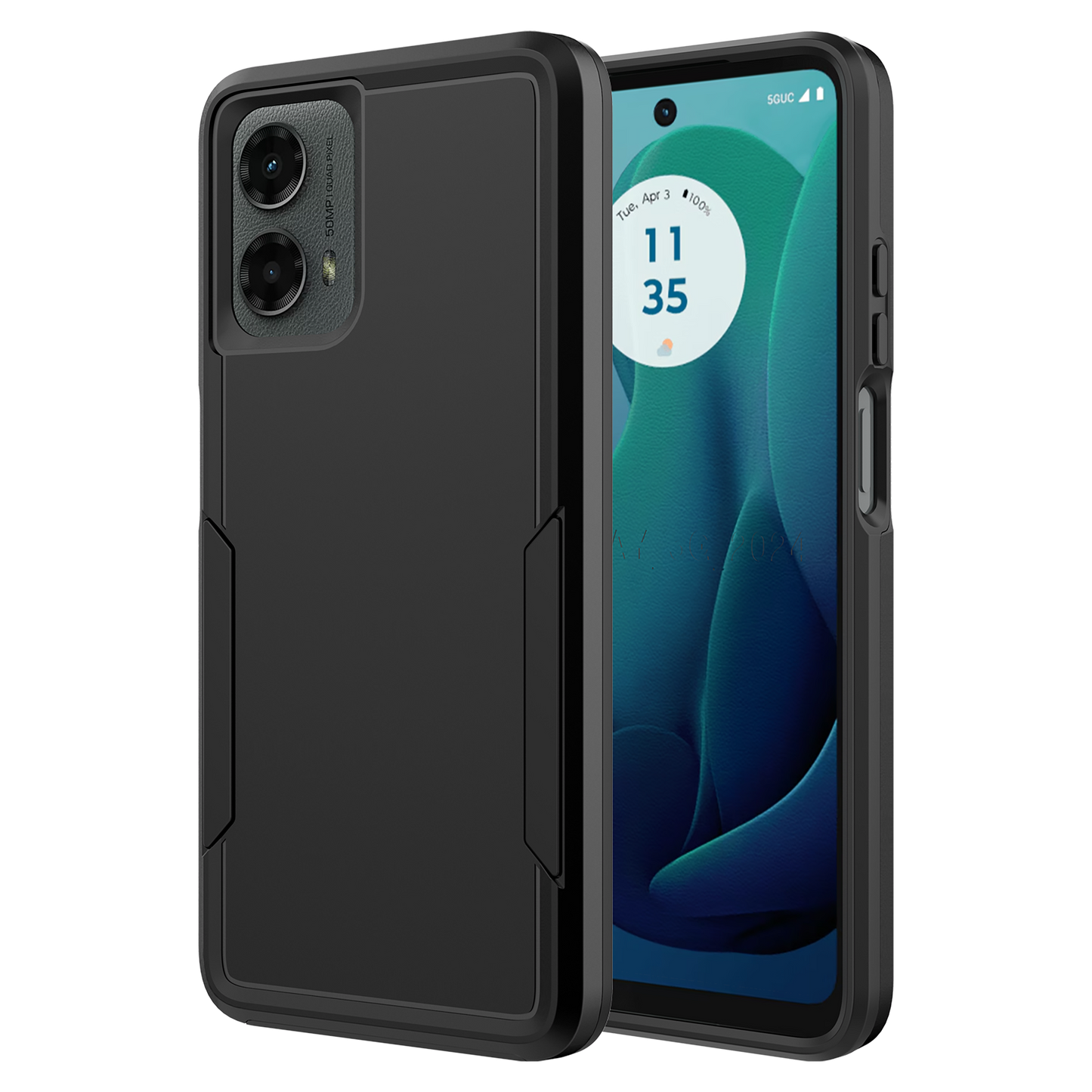 AMPD Dual Layer Military Drop Case For Motorola Moto G 5g (2024) Slim Phone Case - Black