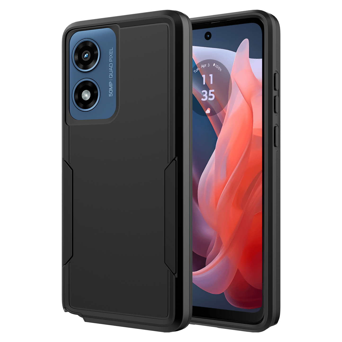 AMPD Dual Layer Military Drop Case For Motorola Moto G Stylus 5g (2024) Slim Phone Case - Black