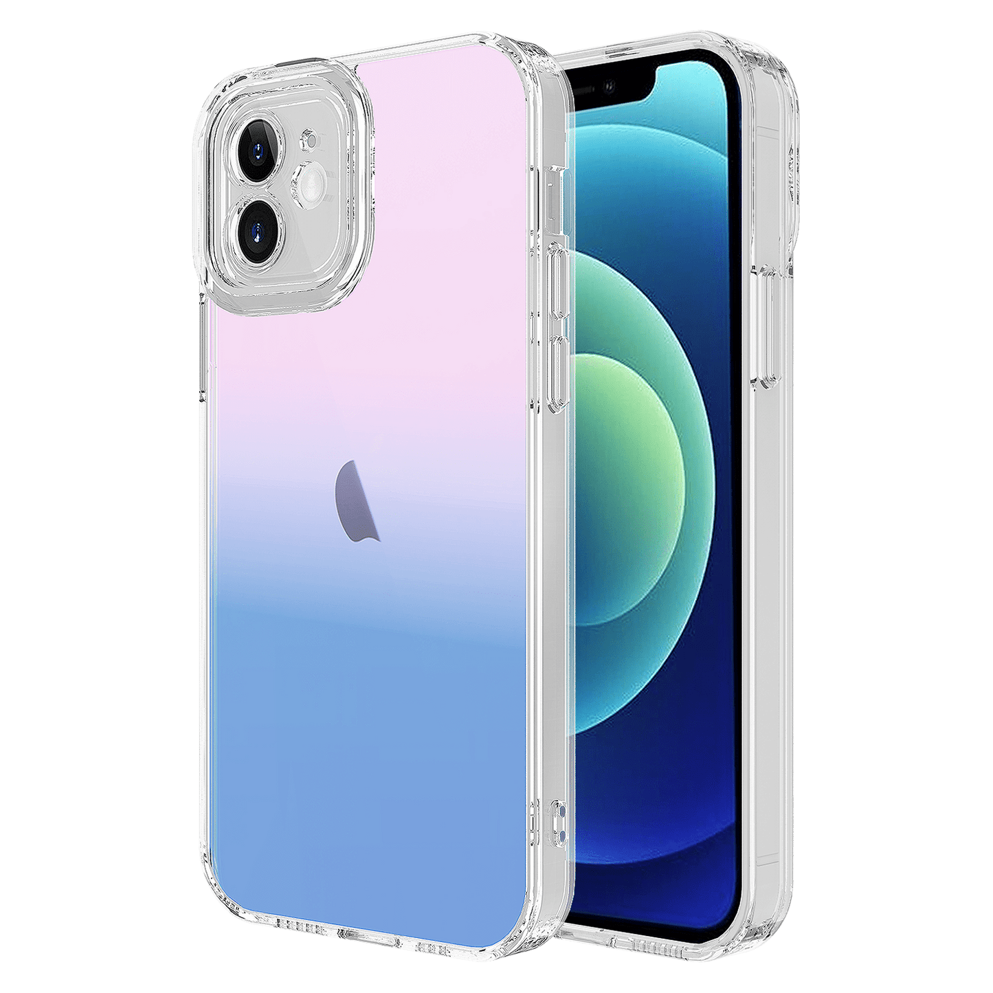 AMPD Acrylic Ice Holographic Case For Apple Iphone 12 Slim Phone Case - Blue,pink
