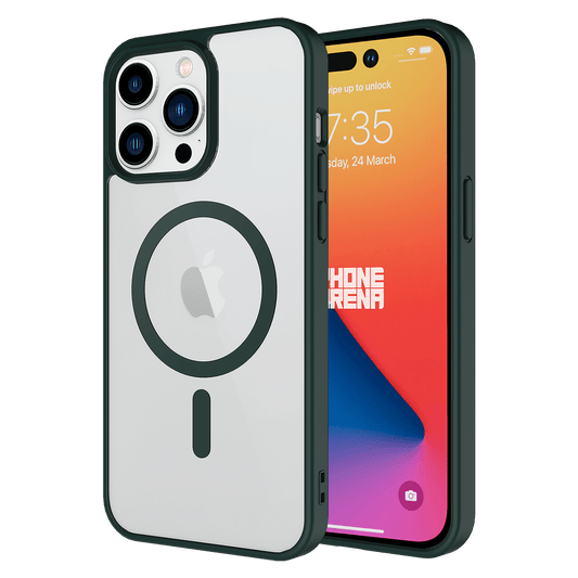 AMPD Tpu / Acrylic Hard Shell Magsafe Case With Colored Bumper For Apple Iphone 15 Pro Max Slim Phone Case - Green