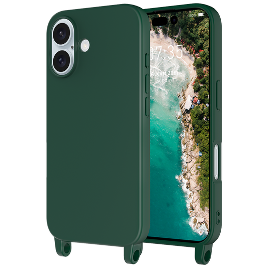 AMPD Real Feel Tpu Crossbody Strap Case For Apple Iphone 16 Slim Phone Case - Green