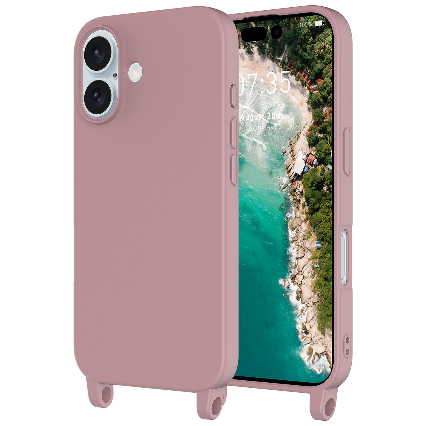 AMPD Real Feel Tpu Crossbody Strap Case For Apple Iphone 16 Slim Phone Case - Purple