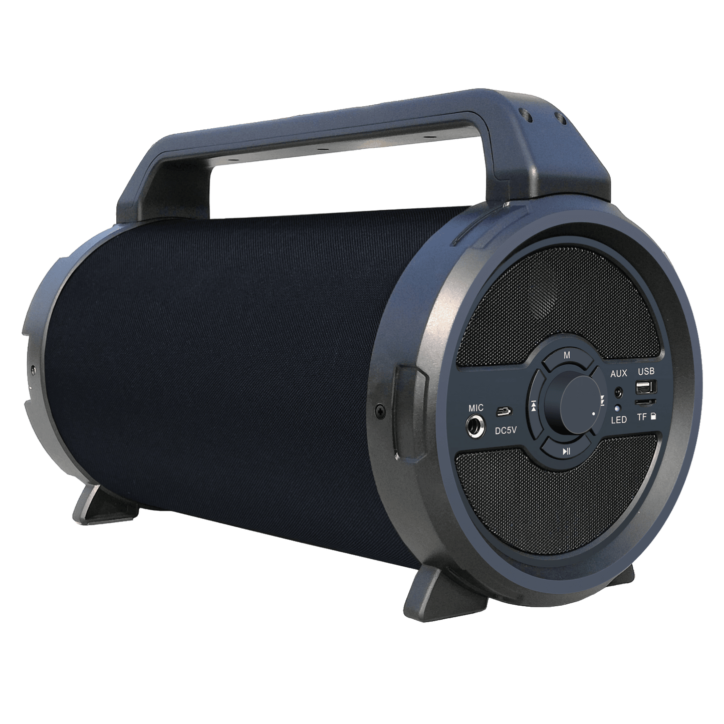 AMPD Bazooka Barrel Fabric Bluetooth Speaker With Microphone Bluetooth Portable Speaker - Black