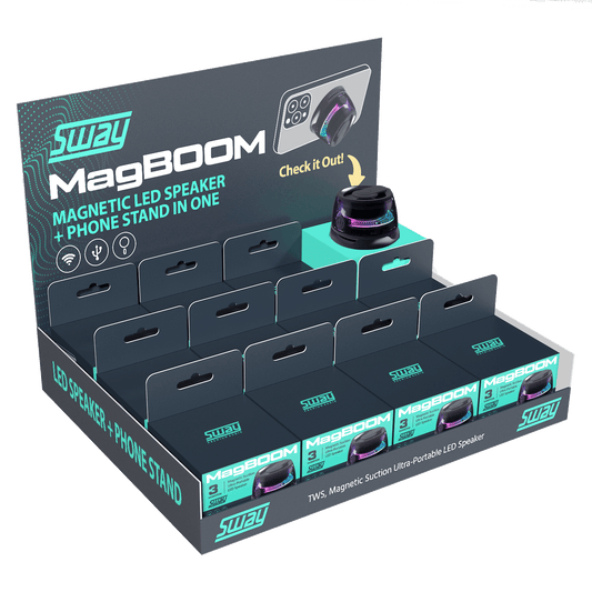 Sway Magboom Led Magnetic Bluetooth Speaker (12 Pack) Bluetooth Portable Speaker - Black